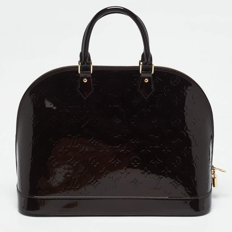 Pre Owned Louis Vuitton Amarante Monogram Vernis Alma GM Bag
