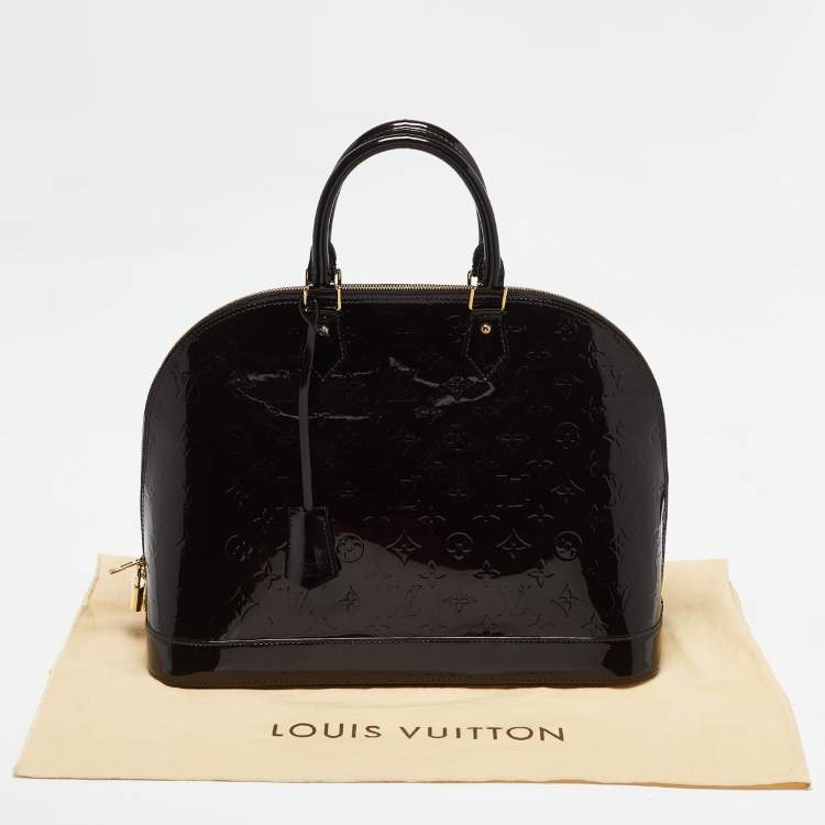 Pre Owned Louis Vuitton Amarante Monogram Vernis Alma GM Bag