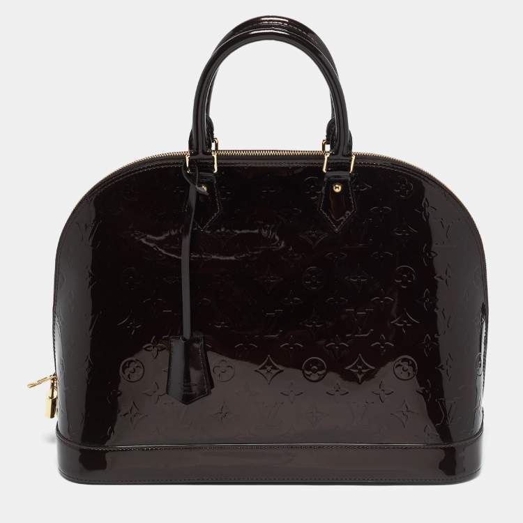 Pre Owned Louis Vuitton Amarante Monogram Vernis Alma GM Bag