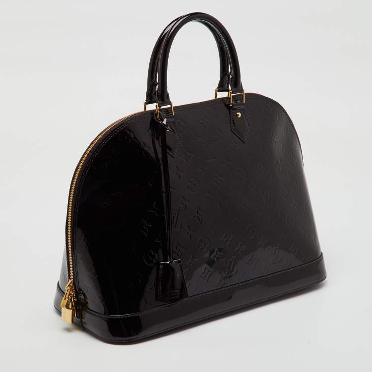 Pre Owned Louis Vuitton Amarante Monogram Vernis Alma GM Bag
