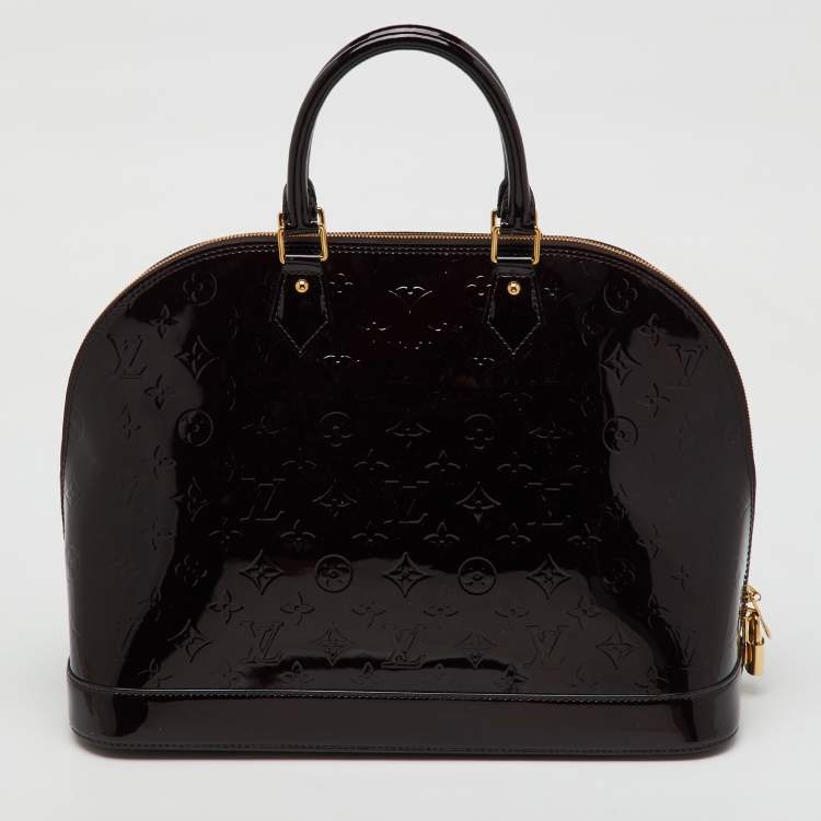 Pre Owned Louis Vuitton Amarante Monogram Vernis Alma GM Bag