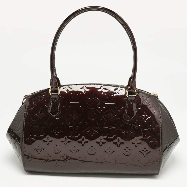Pre Owned Louis Vuitton Amarante Monogram Vernis Sherwood GM Bag
