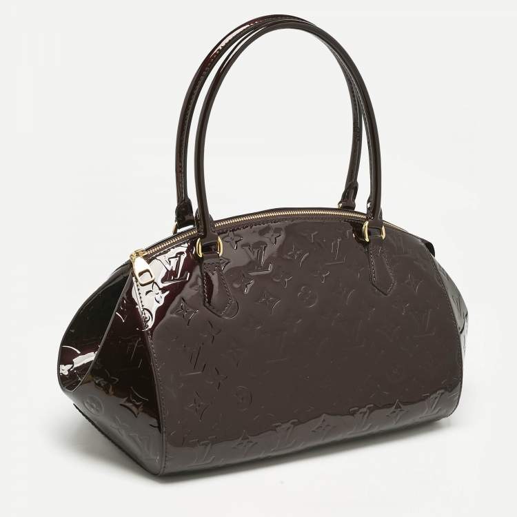 Pre Owned Louis Vuitton Amarante Monogram Vernis Sherwood GM Bag