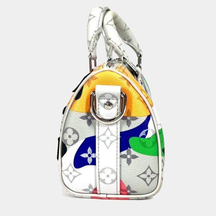 Pre Owned Louis Vuitton Multicolor Canvas Leather Monogram LV Portrait Keepall Bandouliere 25 Boston Handbag 