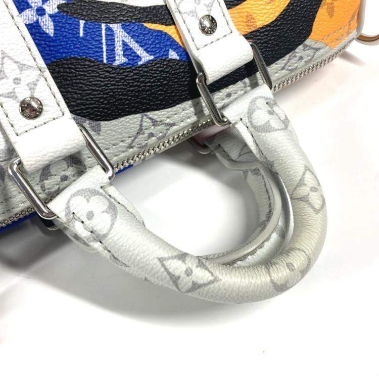 Pre Owned Louis Vuitton Multicolor Canvas Leather Monogram LV Portrait Keepall Bandouliere 25 Boston Handbag 