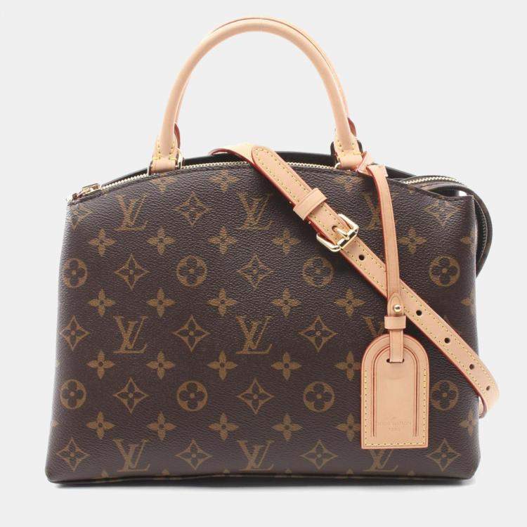 Pre Owned Louis Vuitton Brown Coated Canvas Leather Monogram Petit Palais PM Handbag 
