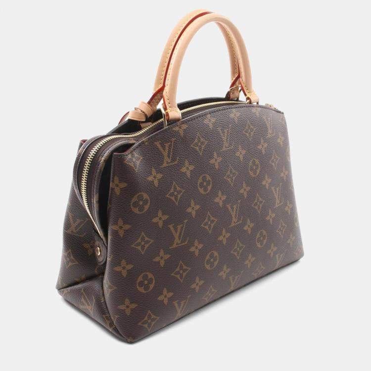 Pre Owned Louis Vuitton Brown Coated Canvas Leather Monogram Petit Palais PM Handbag 
