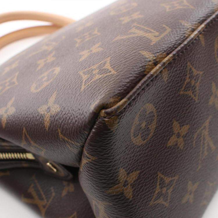 Pre Owned Louis Vuitton Brown Coated Canvas Leather Monogram Petit Palais PM Handbag 
