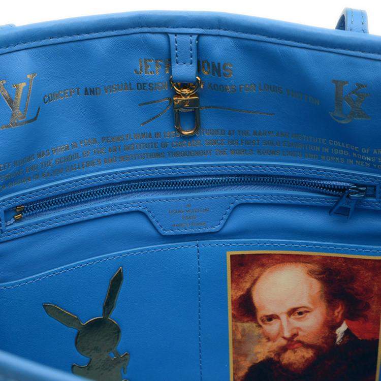 Pre Owned Louis Vuitton Blue Printed Masters Collection Neverfull MM 
