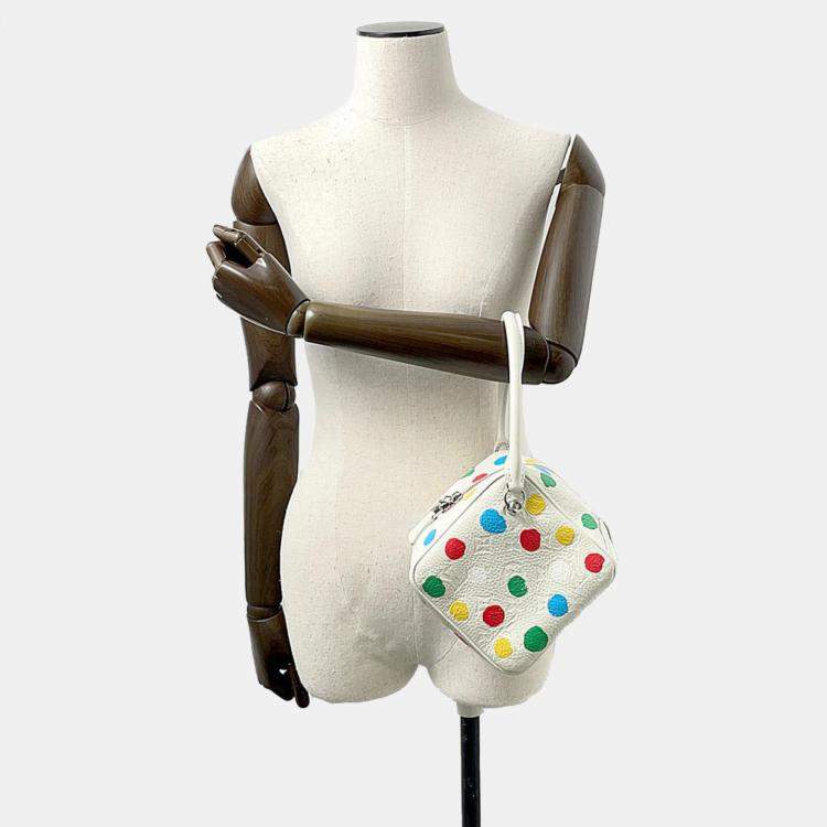 Pre Owned Louis Vuitton White Monogram Empreinte Yayoi Kusama Square Bag 