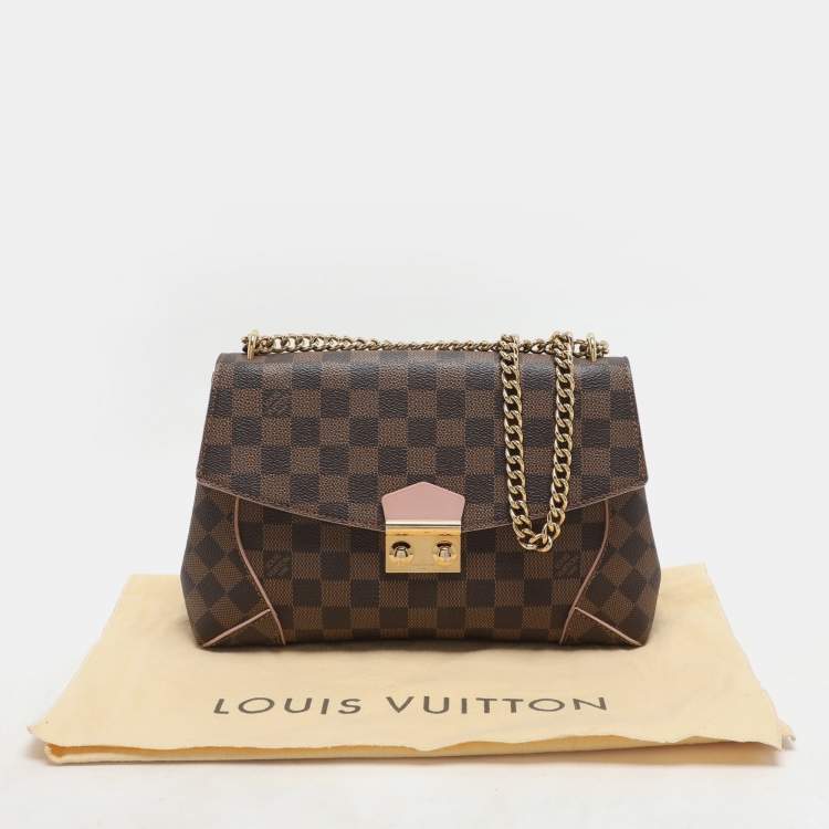 Pre Owned Louis Vuitton Rose Ballerine Damier Ebene Canvas Caissa Flap Bag