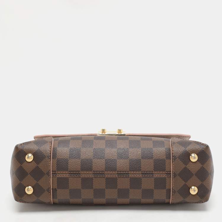 Pre Owned Louis Vuitton Rose Ballerine Damier Ebene Canvas Caissa Flap Bag