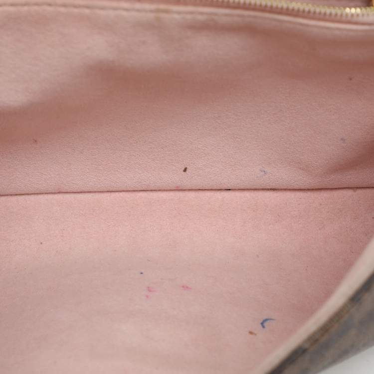 Pre Owned Louis Vuitton Rose Ballerine Damier Ebene Canvas Caissa Flap Bag