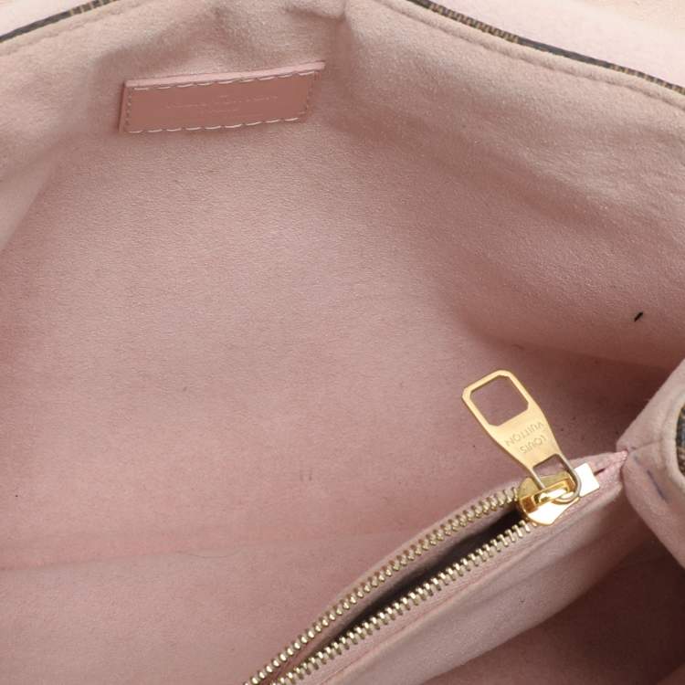 Pre Owned Louis Vuitton Rose Ballerine Damier Ebene Canvas Caissa Flap Bag