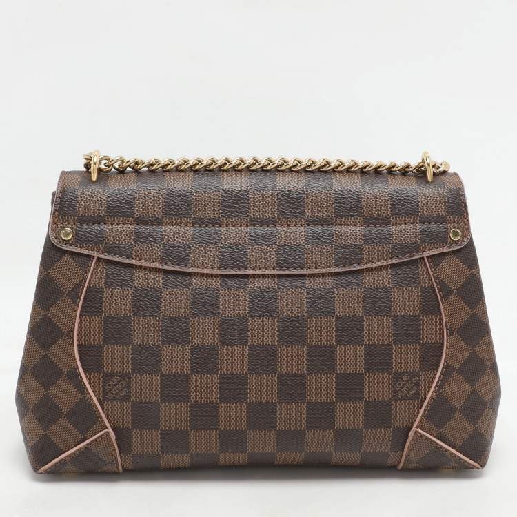 Pre Owned Louis Vuitton Rose Ballerine Damier Ebene Canvas Caissa Flap Bag