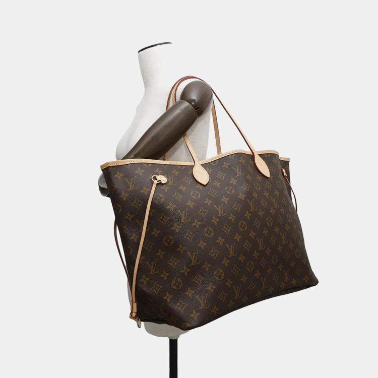 Pre Owned Louis Vuitton Beige Monogram Neverfull GM Tote Bag