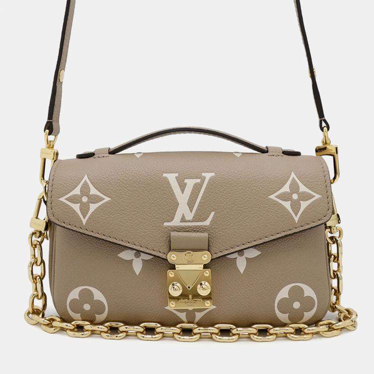 Pre Owned Louis Vuitton Tourterelle Monogram Empreinte Leather Pochette Metis East West Crossbody Bag