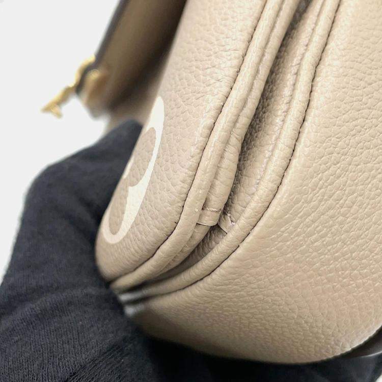 Pre Owned Louis Vuitton Tourterelle Monogram Empreinte Leather Pochette Metis East West Crossbody Bag