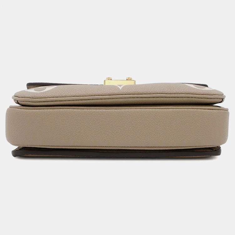 Pre Owned Louis Vuitton Tourterelle Monogram Empreinte Leather Pochette Metis East West Crossbody Bag