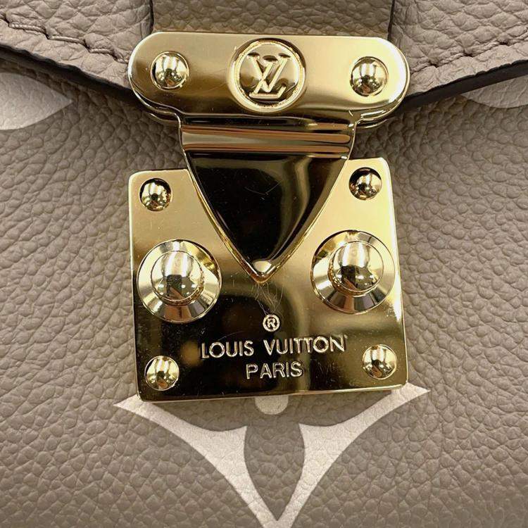 Pre Owned Louis Vuitton Tourterelle Monogram Empreinte Leather Pochette Metis East West Crossbody Bag