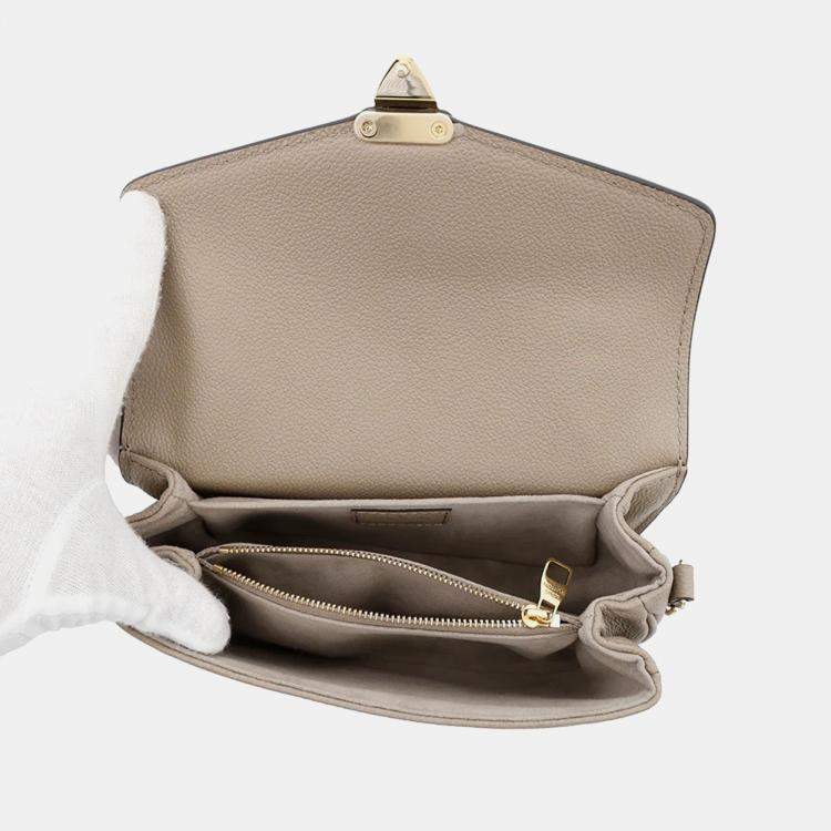 Pre Owned Louis Vuitton Tourterelle Monogram Empreinte Leather Pochette Metis East West Crossbody Bag