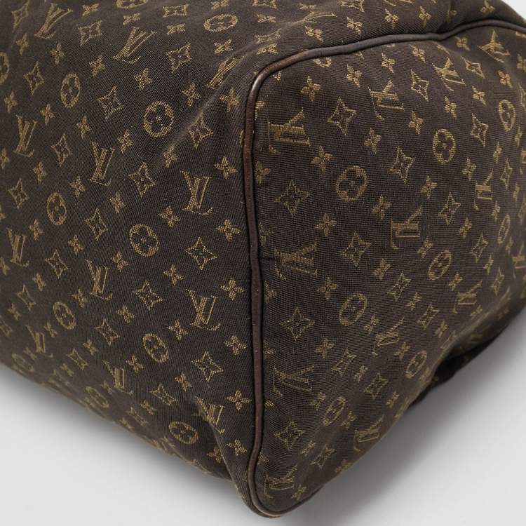 Pre Owned Louis Vuitton Fusain Monogram Mini Lin Canvas Speedy 30 Bag