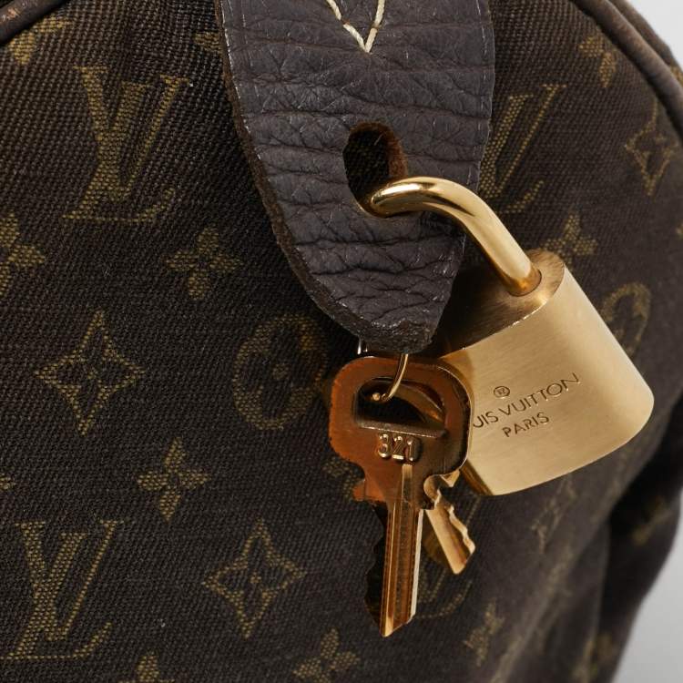 Pre Owned Louis Vuitton Fusain Monogram Mini Lin Canvas Speedy 30 Bag