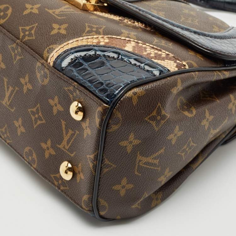 Pre Owned Louis Vuitton Blue Marine Monogram Alligator and Python Monogramissime Bag