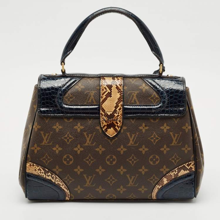 Pre Owned Louis Vuitton Blue Marine Monogram Alligator and Python Monogramissime Bag