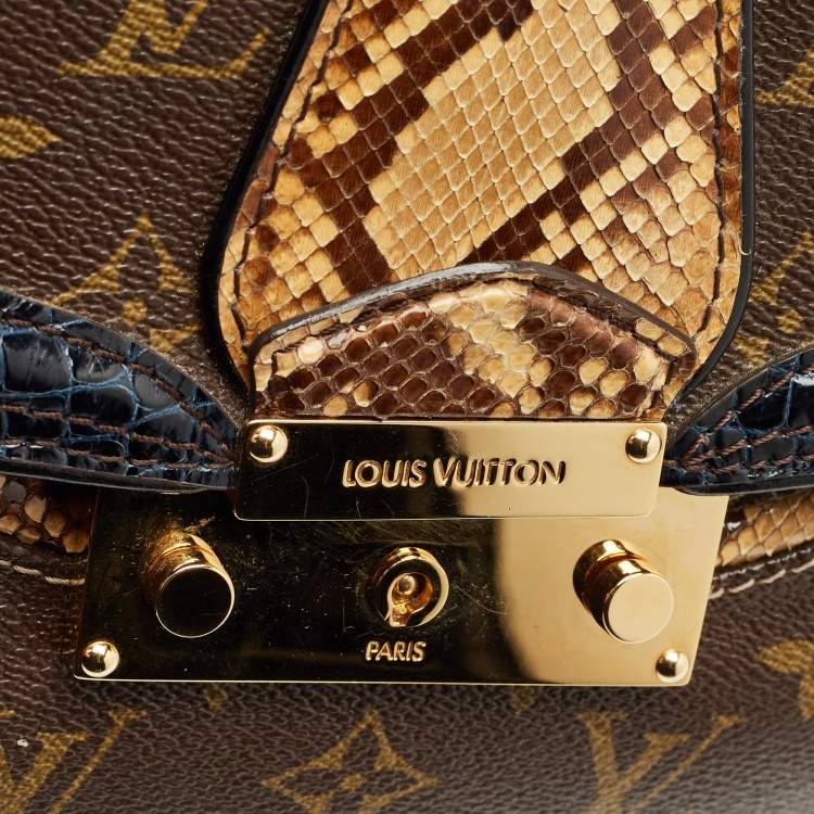 Pre Owned Louis Vuitton Blue Marine Monogram Alligator and Python Monogramissime Bag