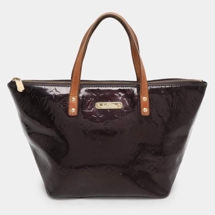 Pre Owned Louis Vuitton Amarante Monogram Vernis Bellevue PM Bag