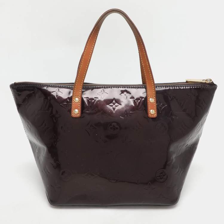 Pre Owned Louis Vuitton Amarante Monogram Vernis Bellevue PM Bag
