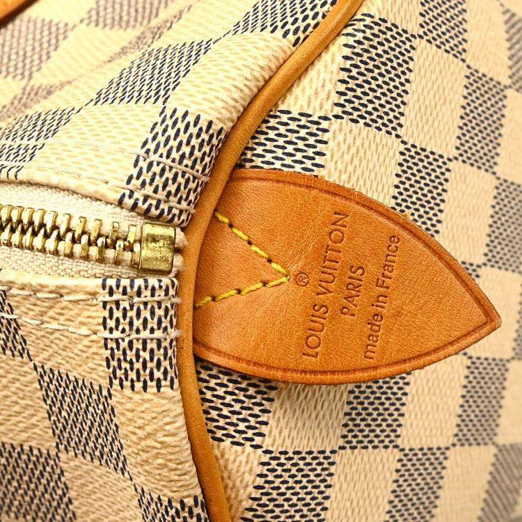 Pre Owned Louis Vuitton White Damier Azur Canvas Speedy 30 Shoulder Bag
