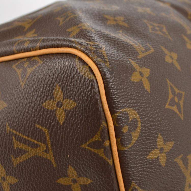 Pre Owned Louis Vuitton Brown Monogram Keepall 55 Duffle Bag