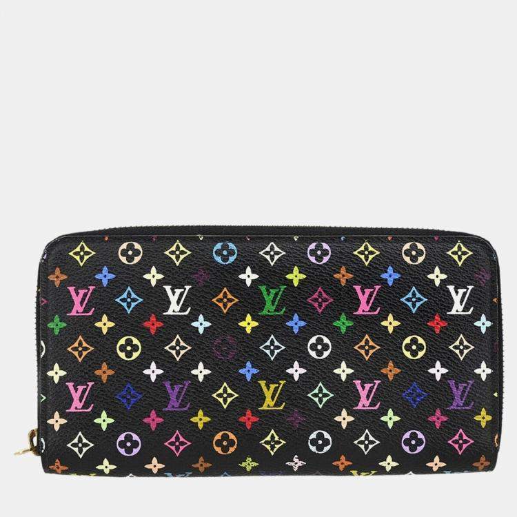 Pre Owned Louis Vuitton Black Multicolor Monogram Canvas Zippy Wallet