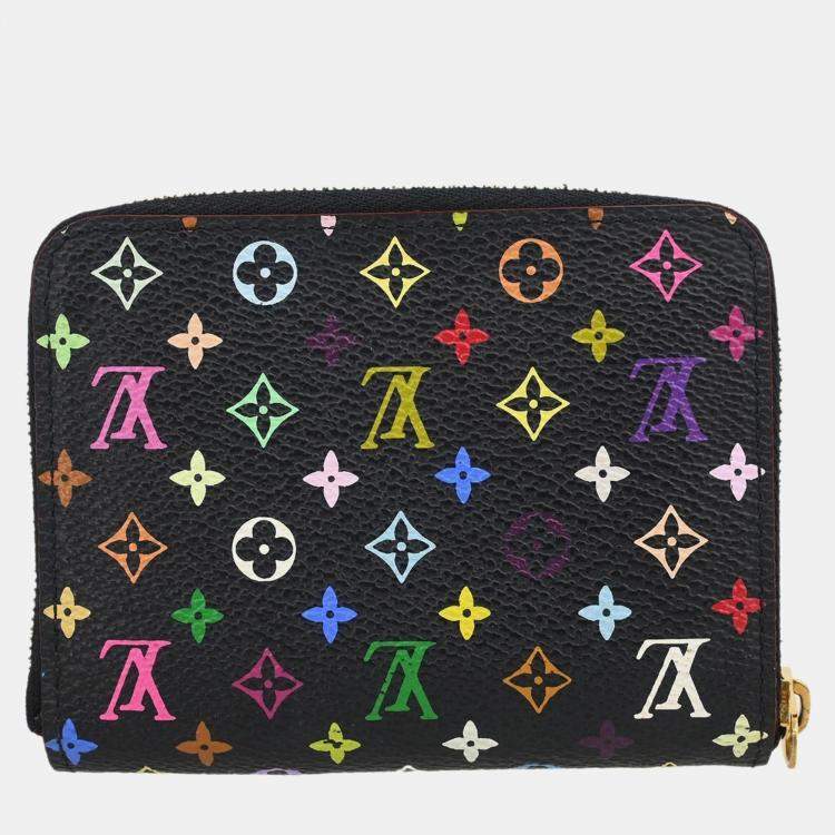 Pre Owned Louis Vuitton Black Multicolor Monogram Canvas Zippy Coin Purse Wallet