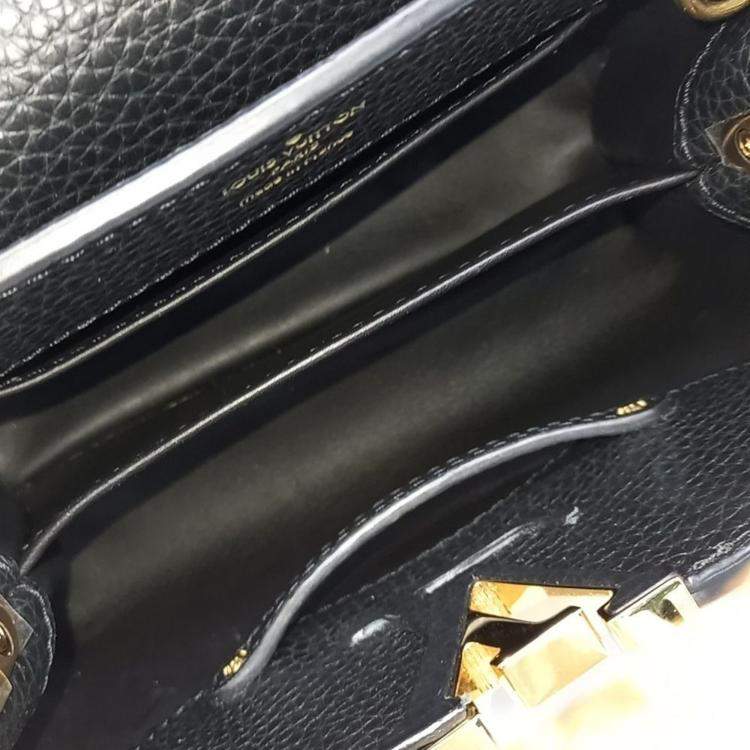 Pre Owned Louis Vuitton Black Leather Python Capucine Mini bag