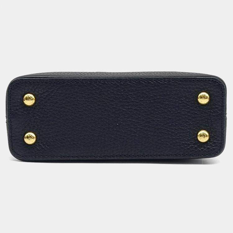 Pre Owned Louis Vuitton Black Leather Python Capucine Mini bag
