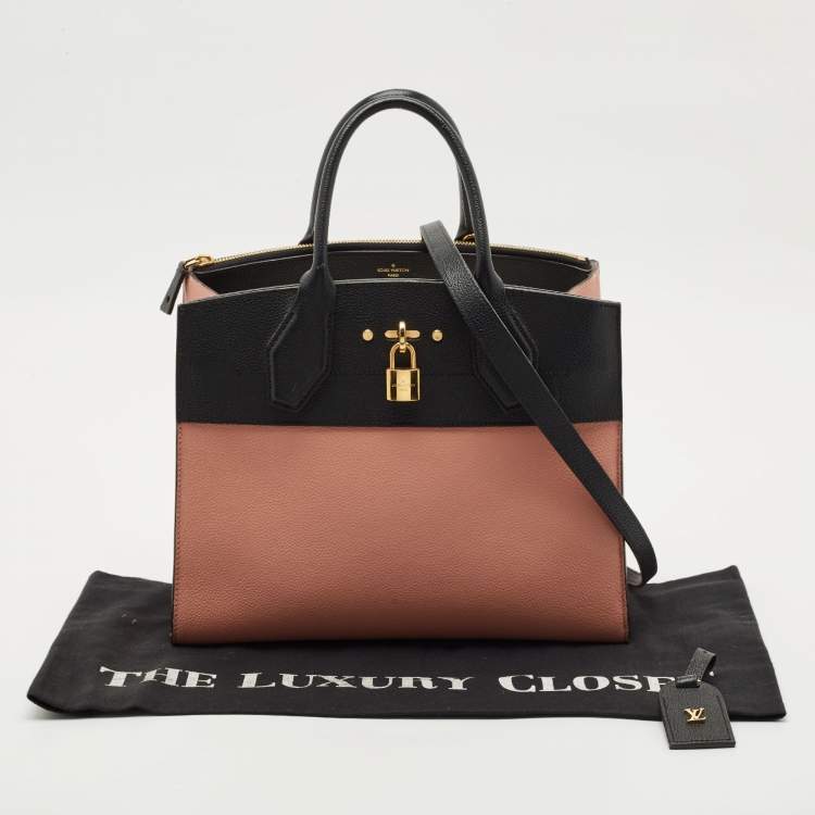 Pre Owned Louis Vuitton Black/Pink Leather City Steamer MM Bag
