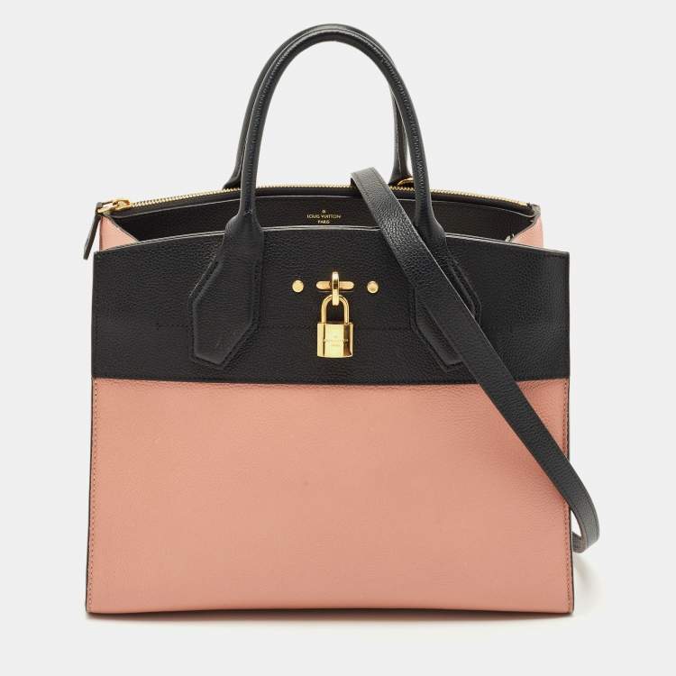 Pre Owned Louis Vuitton Black/Pink Leather City Steamer MM Bag