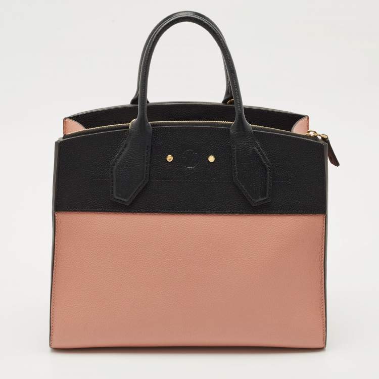 Pre Owned Louis Vuitton Black/Pink Leather City Steamer MM Bag