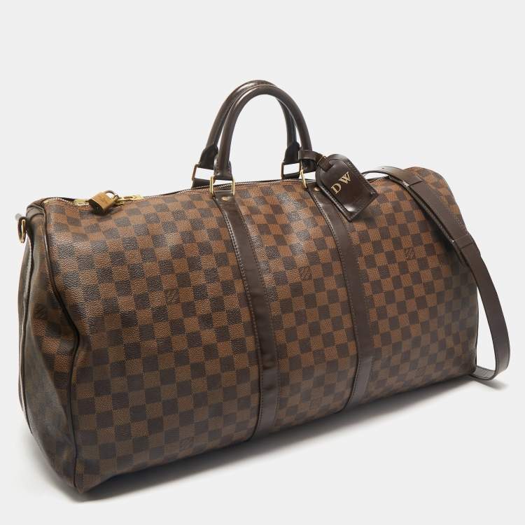 Pre Owned Louis Vuitton Damier Ebene Canvas Keepall Bandouliere 55 Bag