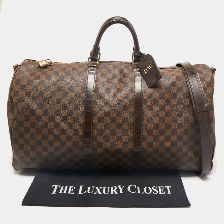 Pre Owned Louis Vuitton Damier Ebene Canvas Keepall Bandouliere 55 Bag