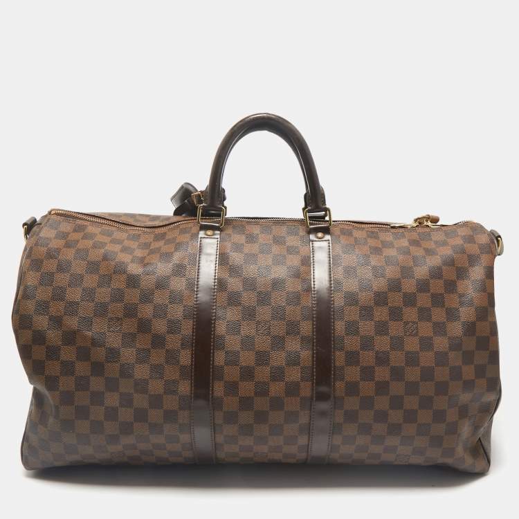 Pre Owned Louis Vuitton Damier Ebene Canvas Keepall Bandouliere 55 Bag