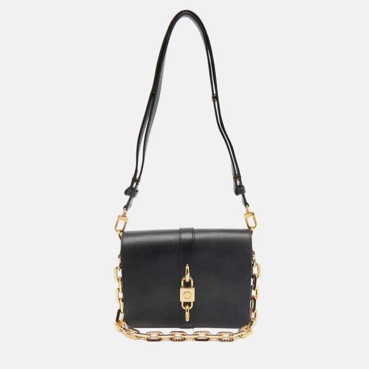 Pre Owned Louis Vuitton Black Leather Rendez-vous Bag