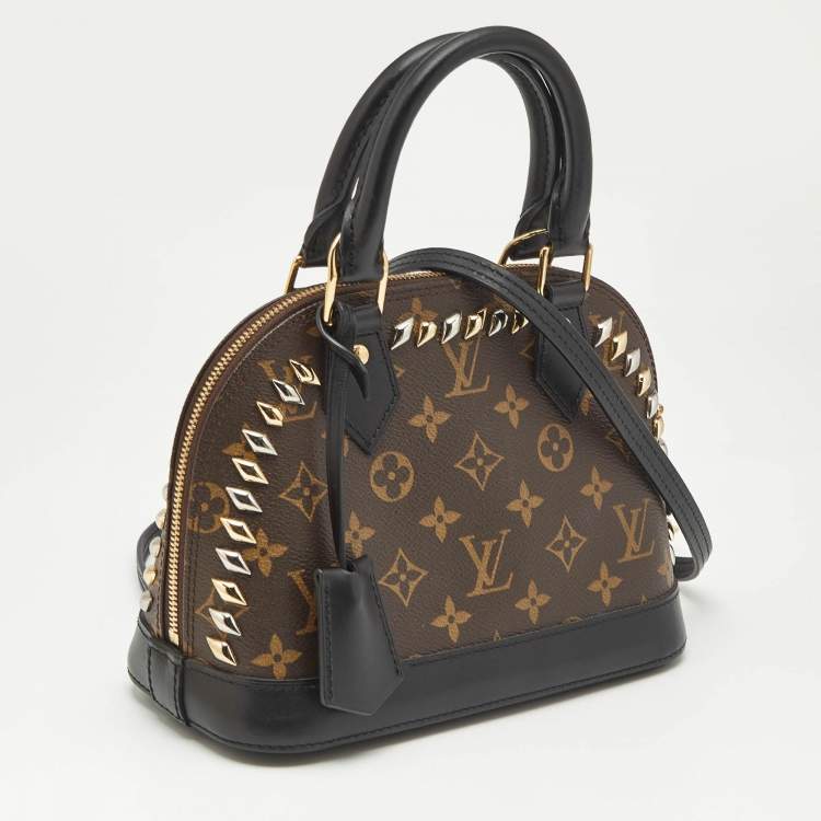Pre Owned Louis Vuitton Monogram Canvas Macassar Studded Alma BB Bag
