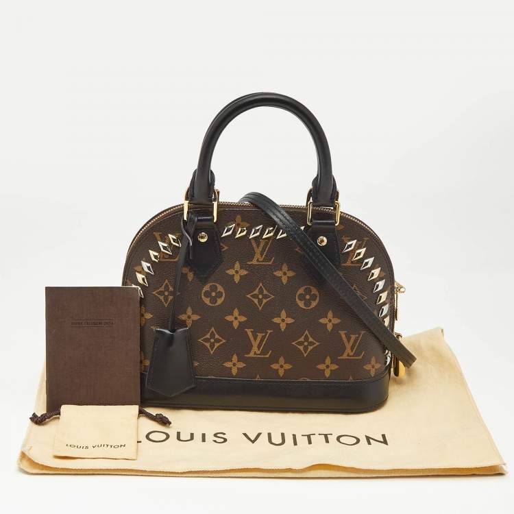 Pre Owned Louis Vuitton Monogram Canvas Macassar Studded Alma BB Bag