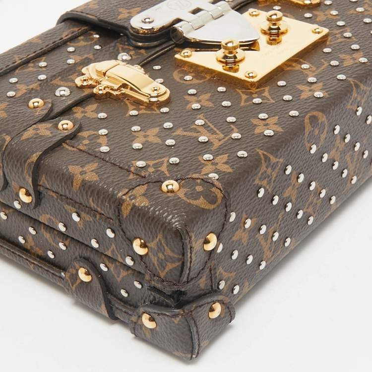 Pre Owned Louis Vuitton Monogram Canvas Studded Petite Malle Bag