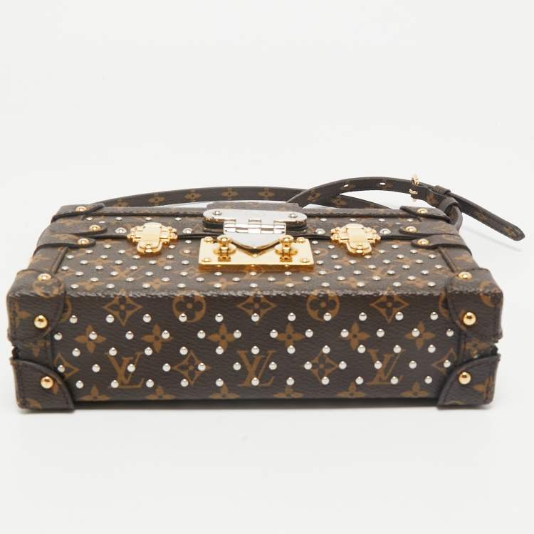 Pre Owned Louis Vuitton Monogram Canvas Studded Petite Malle Bag