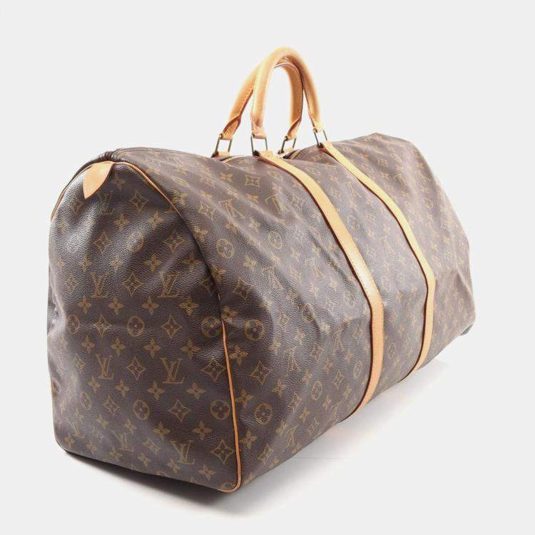 Pre Owned Louis Vuitton Keepall 60 Brown Monogram Canvas Boston Bag